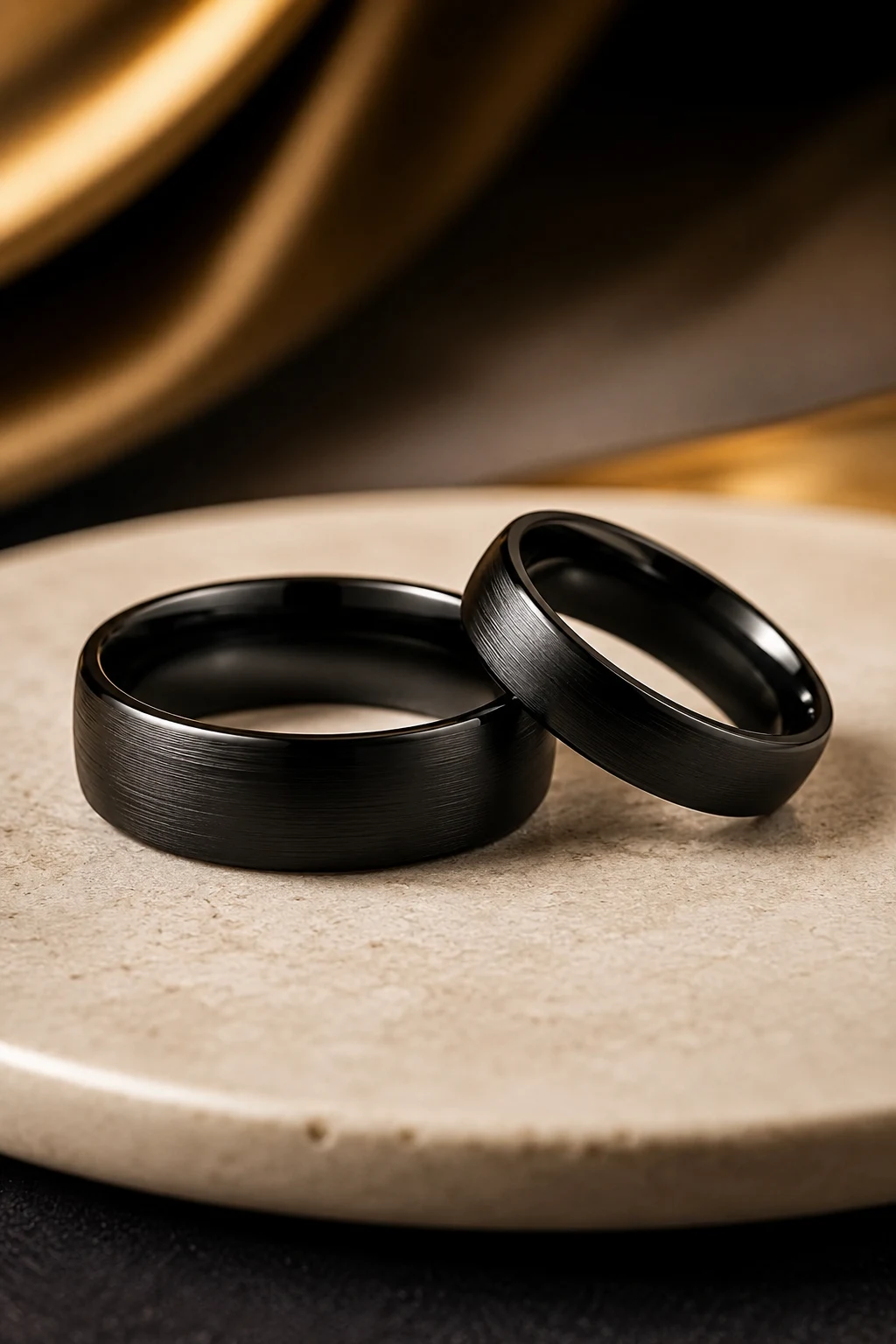Minimalist Black Wedding Rings with Comfort Fit — black wedding rings style outfit