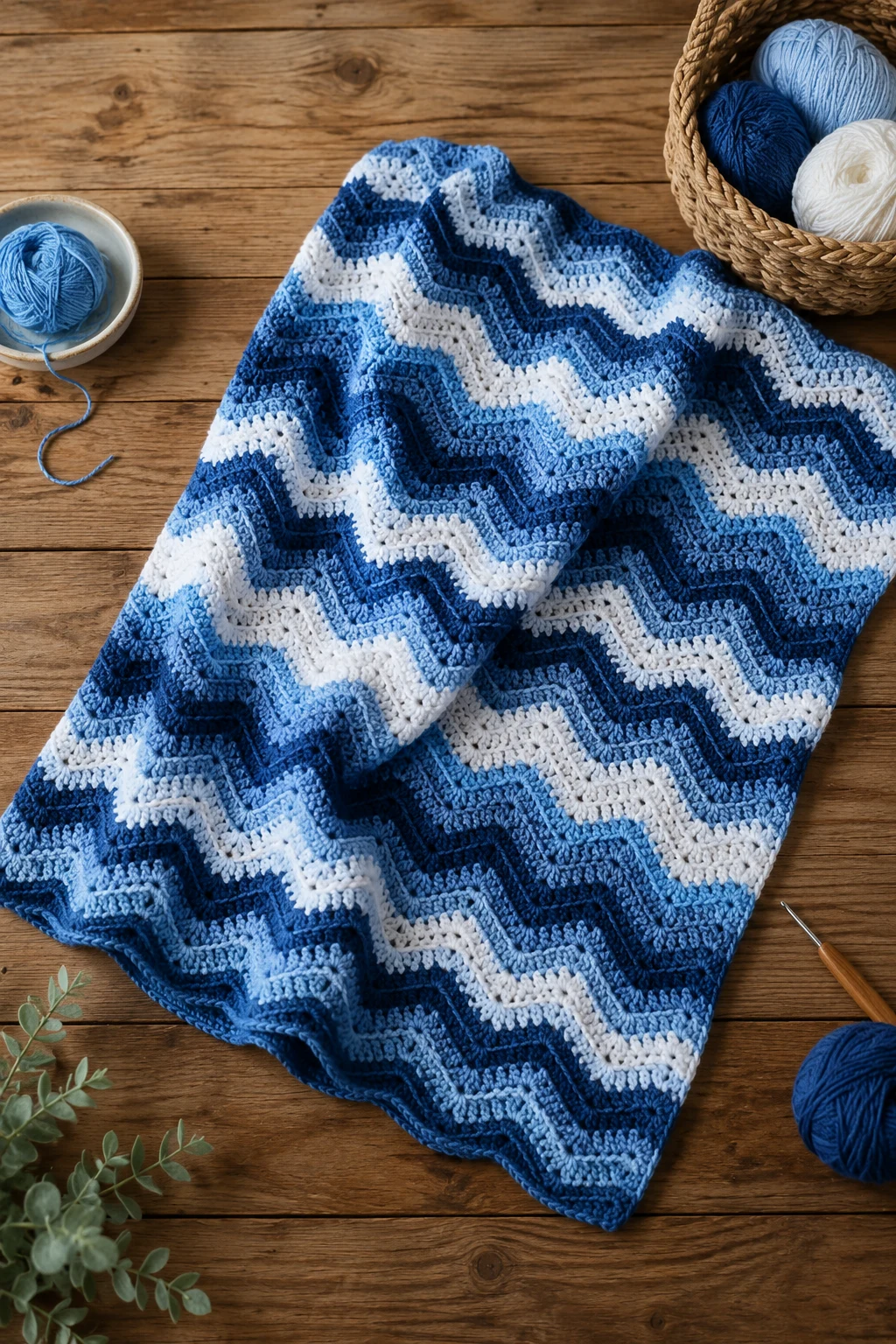 Coastal Wave Throw Blanket: Classic blue crochet Ideas — blue crochet Ideas style outfit