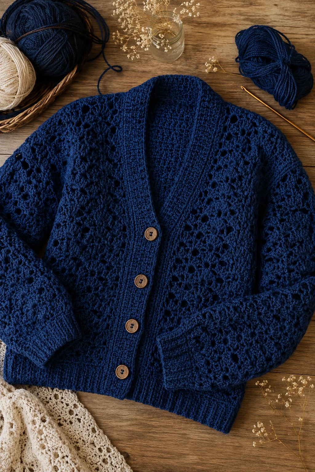 Midnight Blue Crochet Cardigan — blue crochet Ideas style outfit