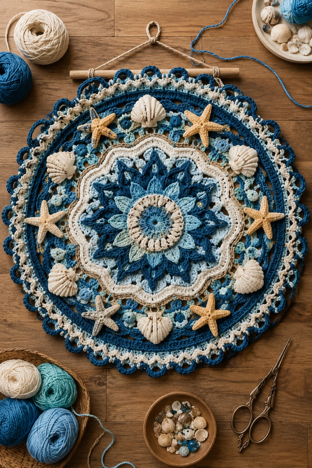 Ocean Mandala Wall Art — blue crochet Ideas style outfit