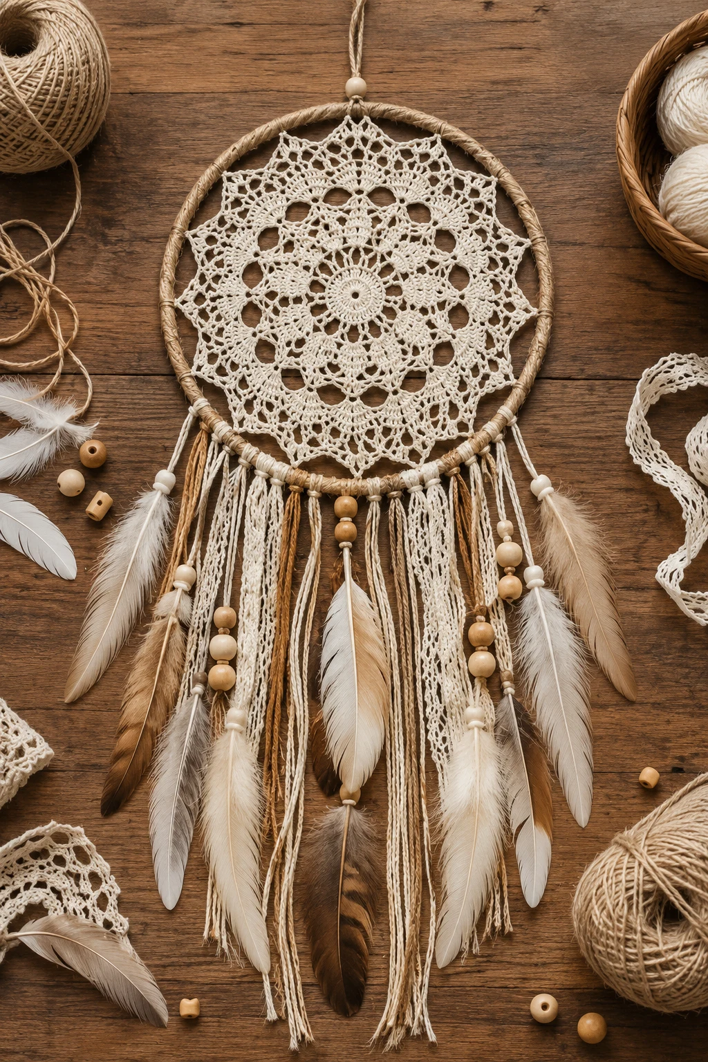 Boho Dreamcatcher with Crochet Lace — cool crochet ideas style outfit