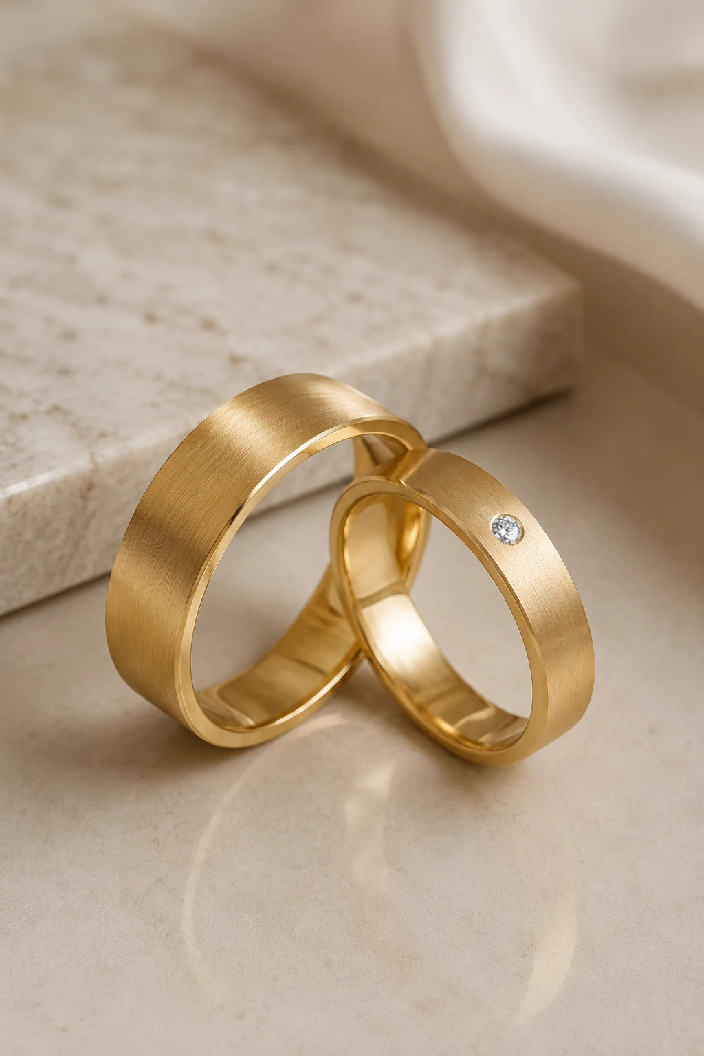 Modern Matte Finish Couple Rings Wedding Gold — couple rings wedding gold style outfit