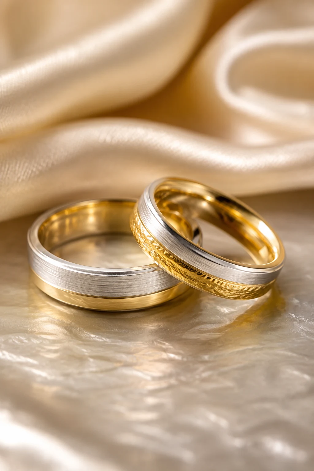 Mixed Metal Couple Rings Wedding Gold Designs — couple rings wedding gold style outfit