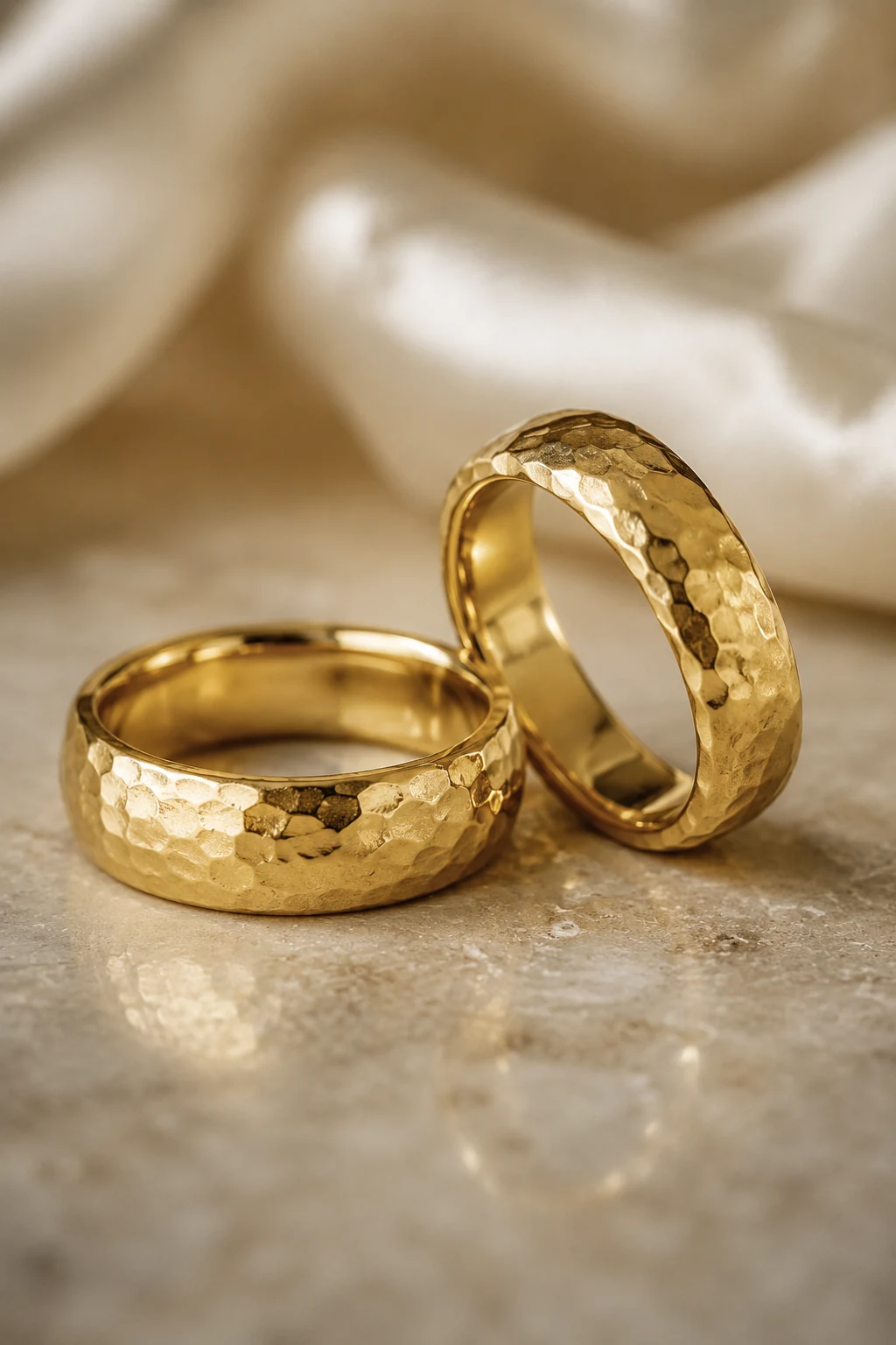 Hammered Couple Rings Wedding Gold for Organic Style — couple rings wedding gold style outfit