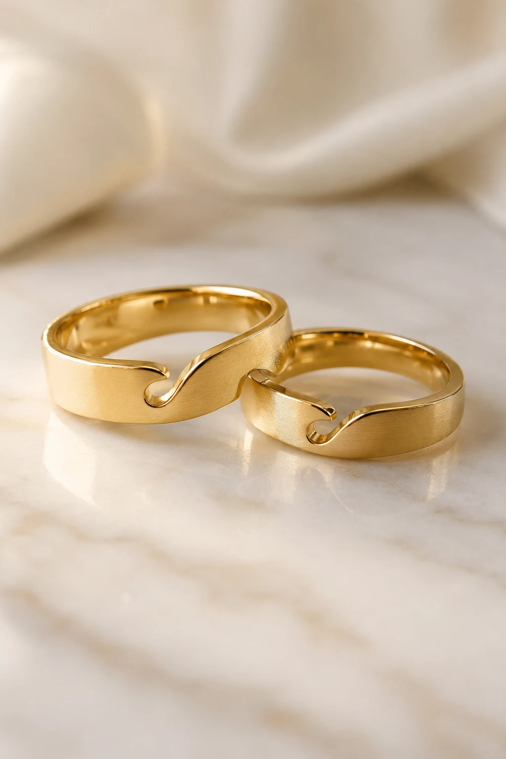 Matching Couple Rings Wedding Gold with Custom Profiles — couple rings wedding gold style outfit