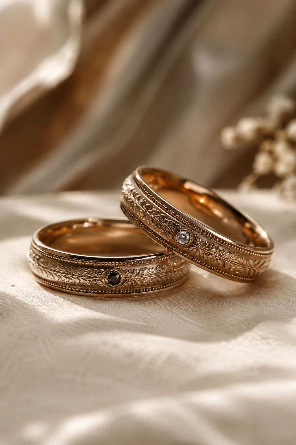 Vintage-Inspired Couple Wedding Rings Full of Character — couple wedding rings style outfit
