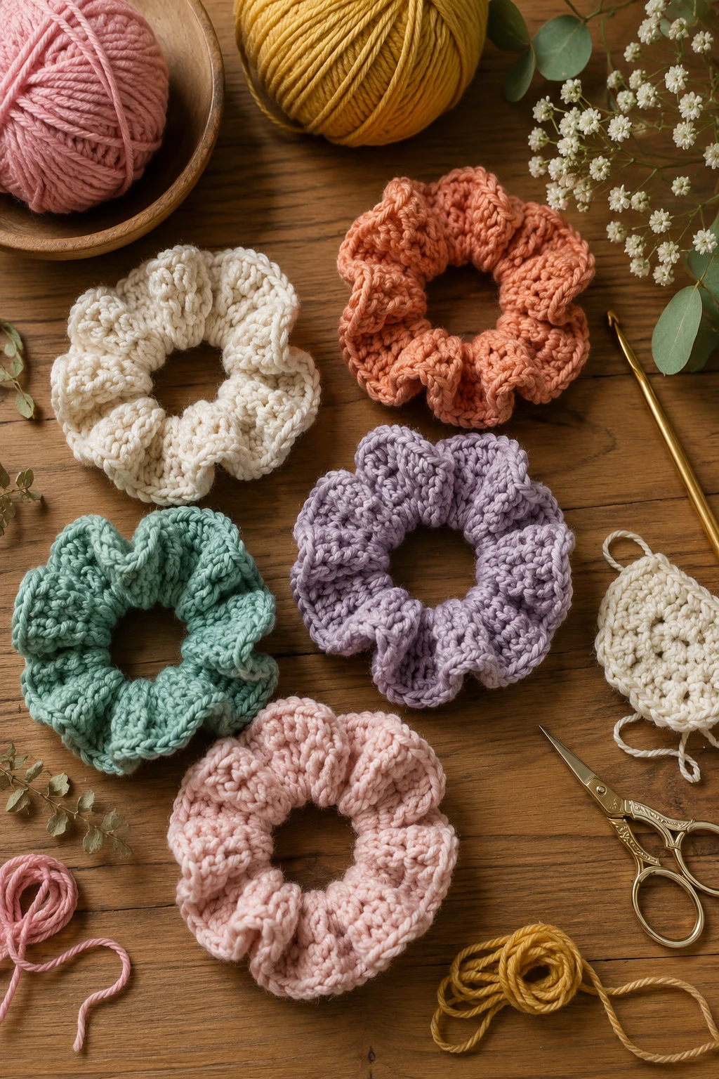 Crochet Hair Scrunchies That Never Go Out of Fashion — crochet accessories ideas style outfit