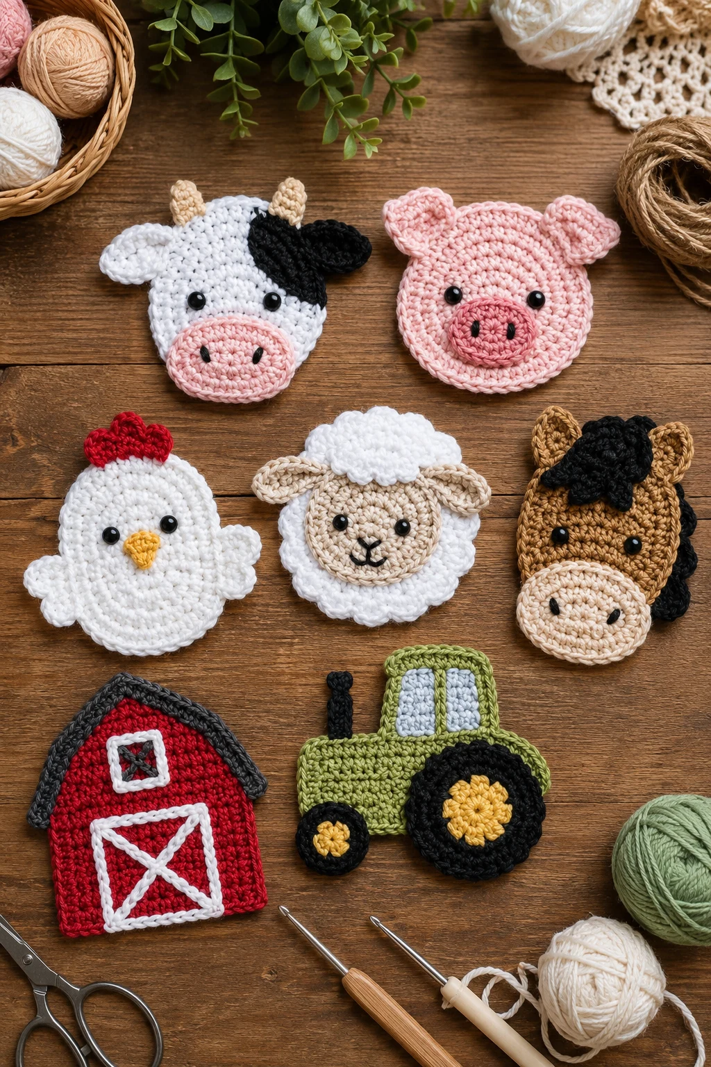 Cute Farm Friends: Crochet Applique Patterns Free Animal Collection — crochet applique patterns free animal style outfit
