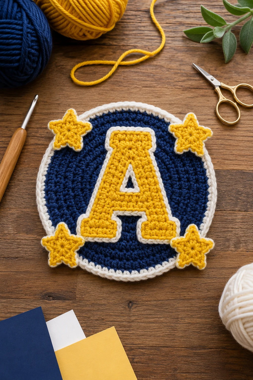 Personalized Initial Badge with Stars — crochet applique patterns free boy style outfit