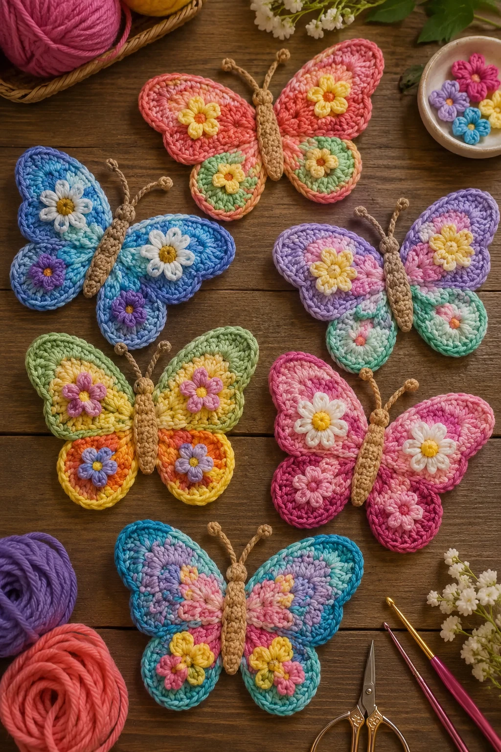 Rainbow Garden Butterfly Crochet Applique Patterns Free Butterfly — crochet applique patterns free butterfly style outfit