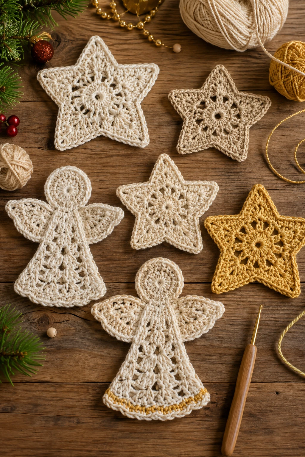 Christmas Star & Angel Collection for Elegant Finishes — crochet applique patterns free christmas style outfit