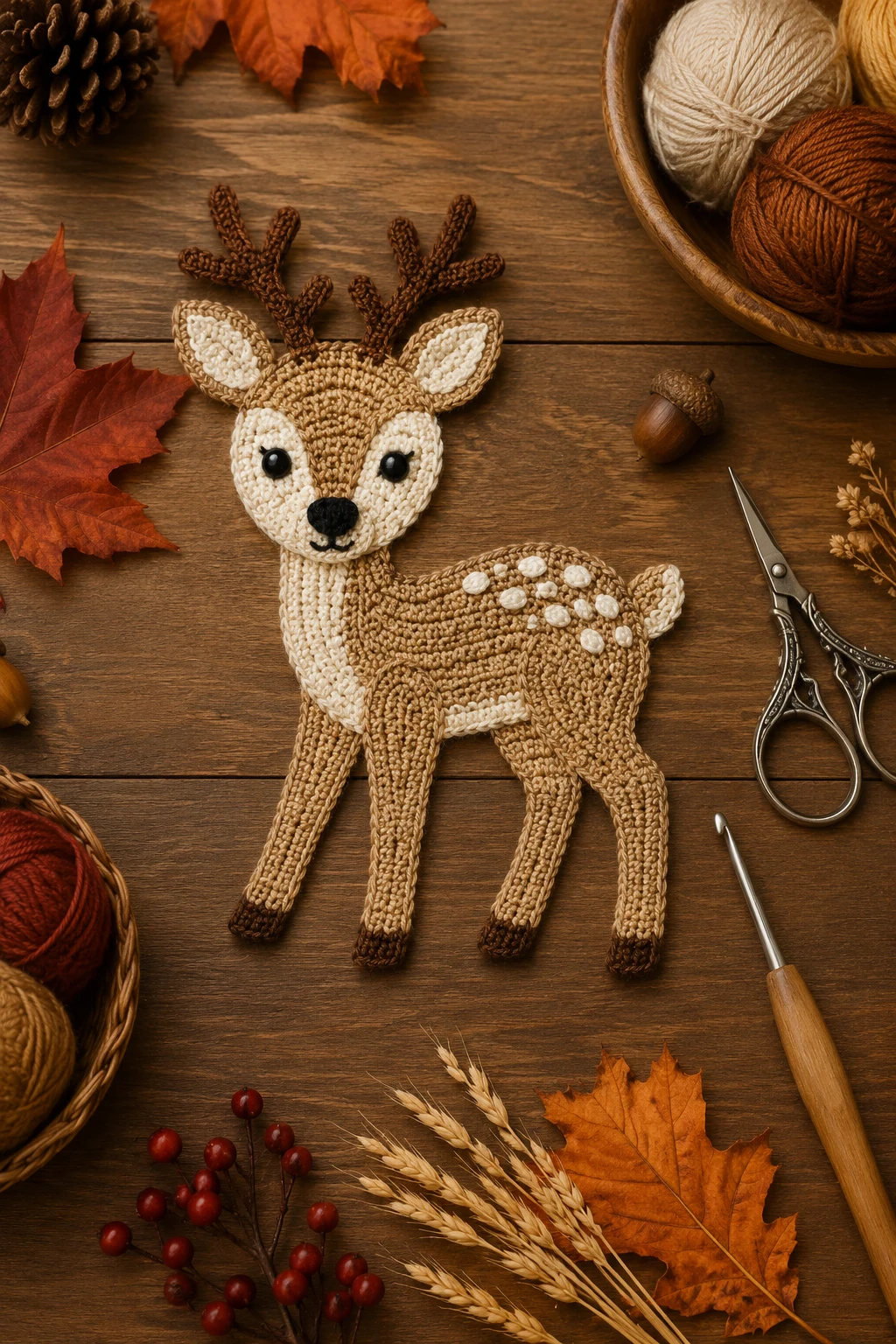 Crochet Applique Patterns Free Deer for Autumn Wreaths — crochet applique patterns free deer style outfit