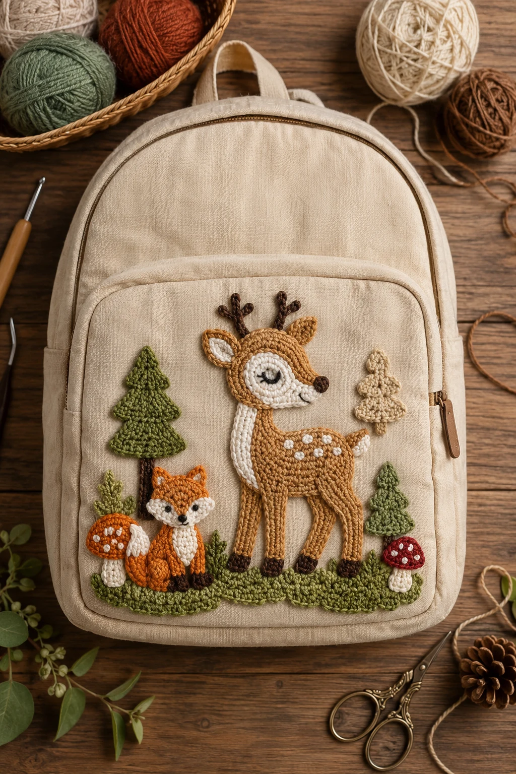 Forest Friends Backpack Patch — crochet applique patterns free deer style outfit