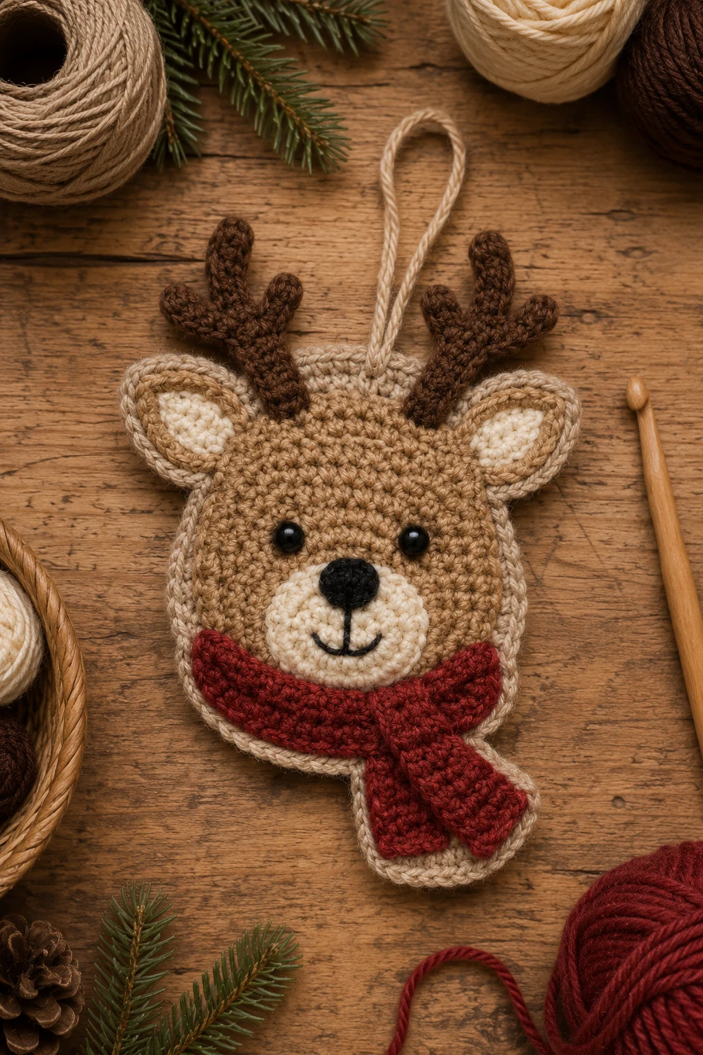 Rustic Christmas Ornament Deer — crochet applique patterns free deer style outfit