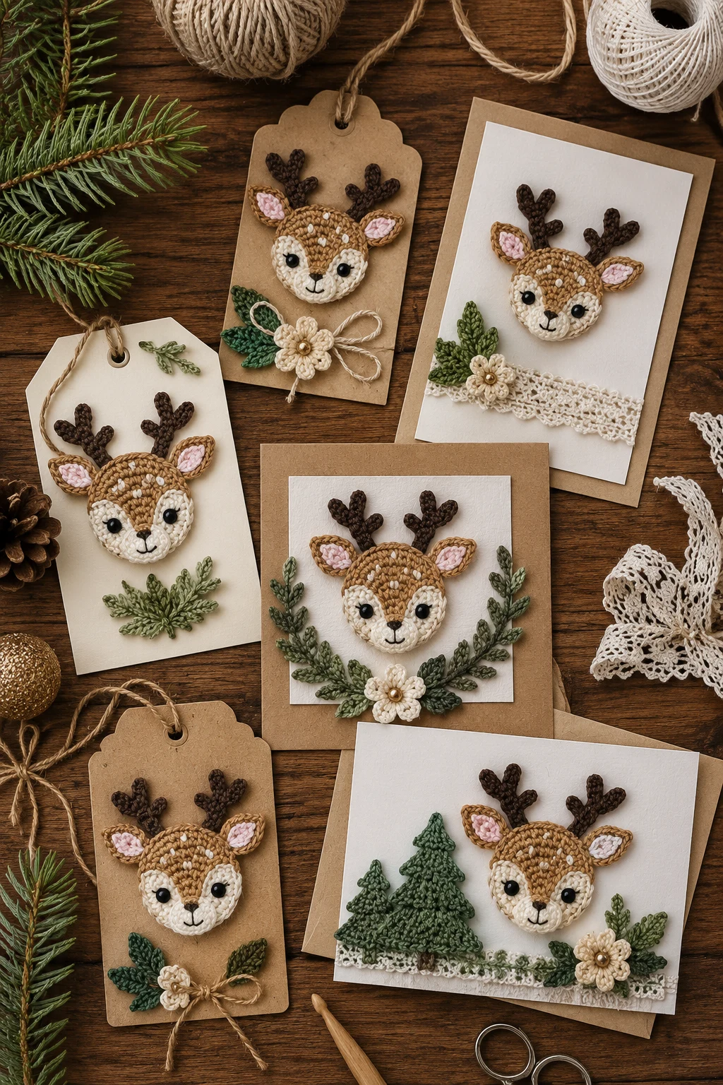 Woodland Gift Tags and Greeting Cards — crochet applique patterns free deer style outfit