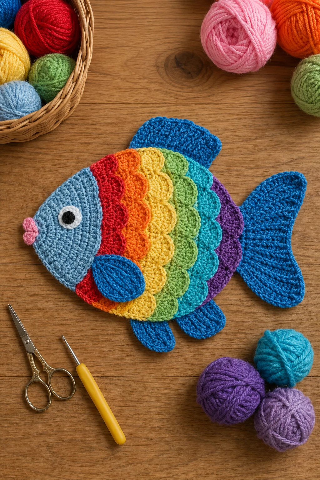 Rainbow Fish Crochet Applique Patterns Free Fish for Baby Blankets — crochet applique patterns free fish style outfit