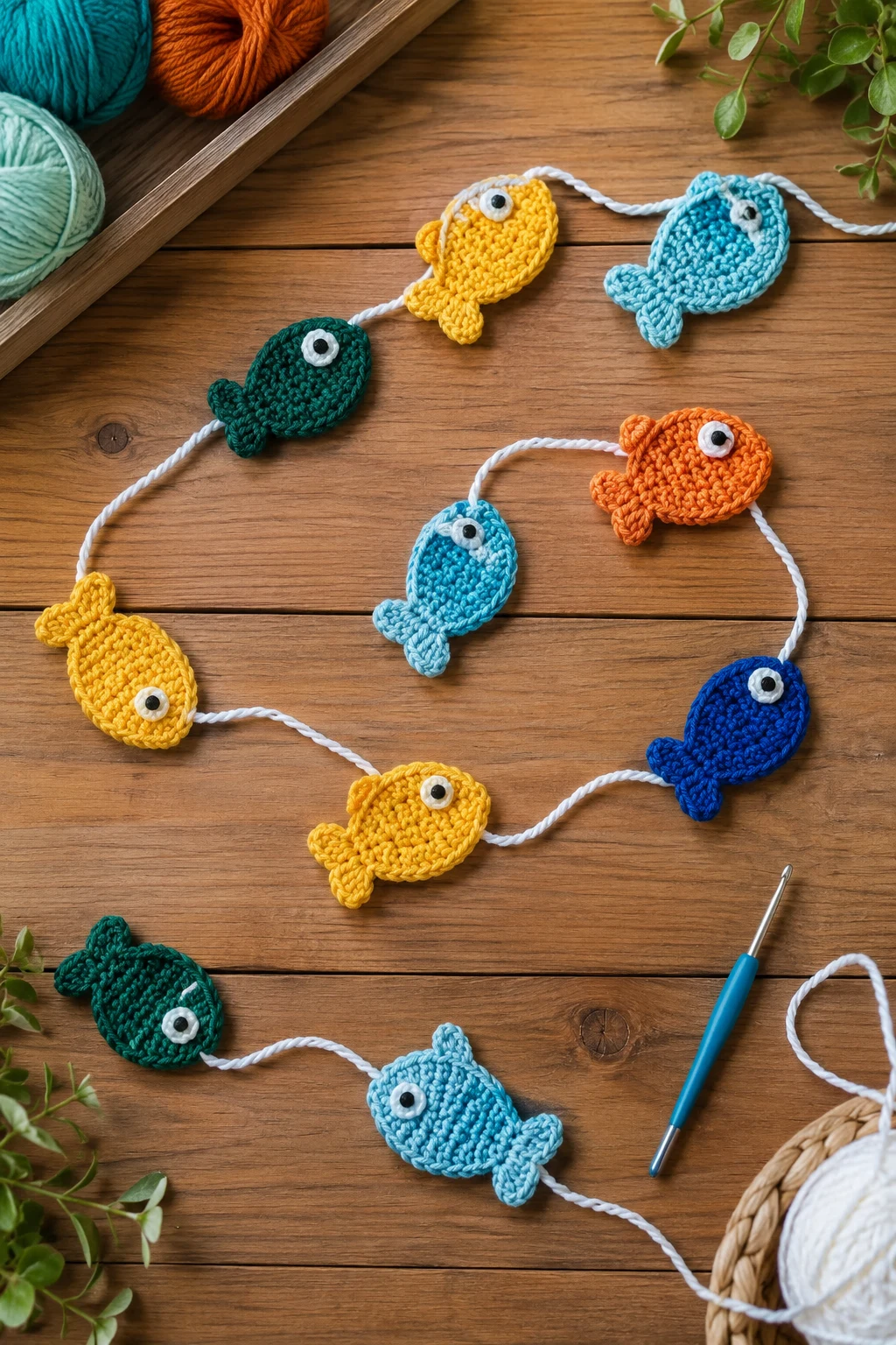 Crochet Applique Patterns Free Fish School Garland — crochet applique patterns free fish style outfit