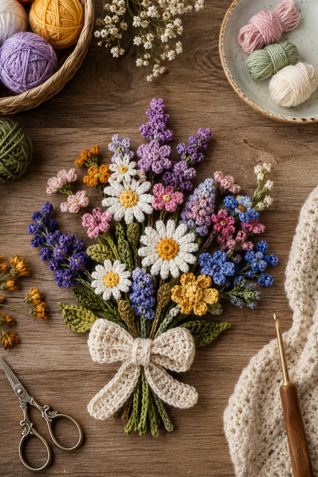 Tiny Wildflower Bouquet Crochet Applique Patterns Free Flower Collection — crochet applique patterns free flower style outfit