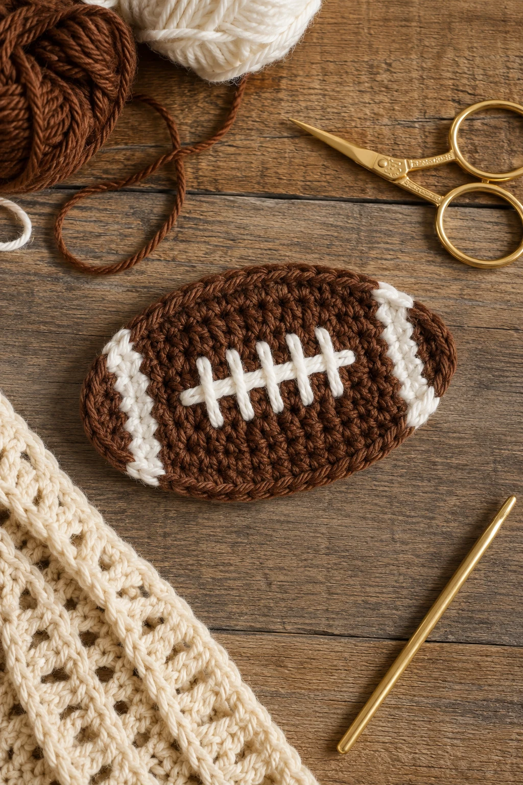 Classic Brown Football Crochet Applique Patterns Free Football — crochet applique patterns free football style outfit