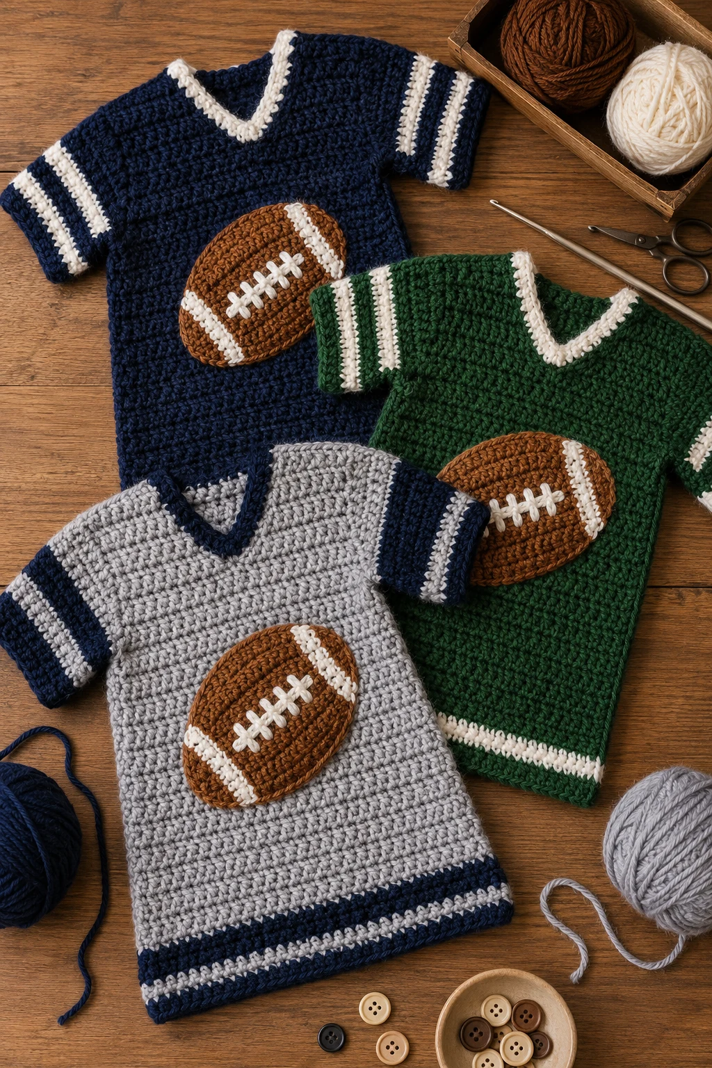 Personalized Team Jerseys with Crochet Applique Patterns Free Football — crochet applique patterns free football style outfit