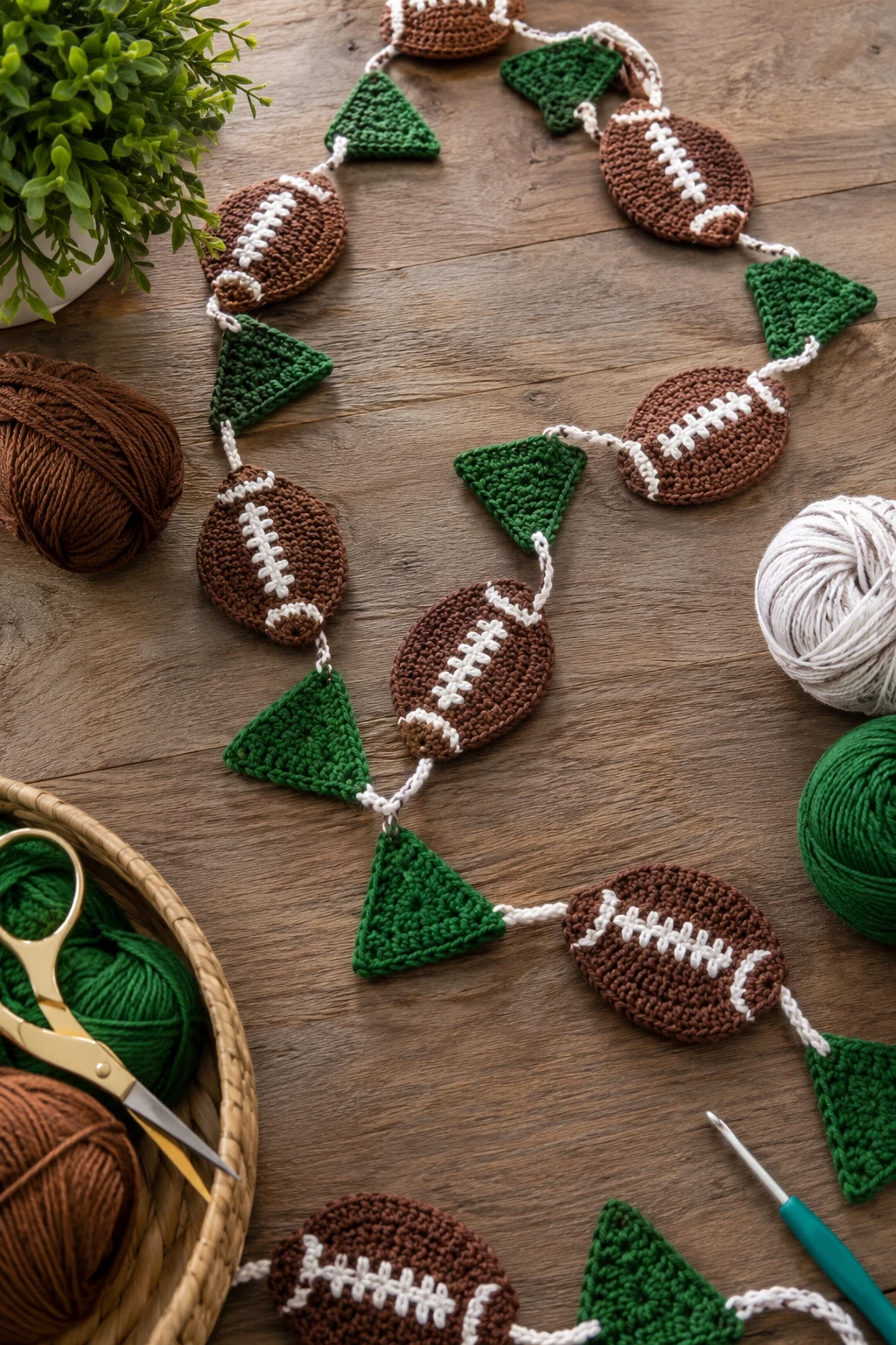 Football Garland Party Decorations — crochet applique patterns free football style outfit