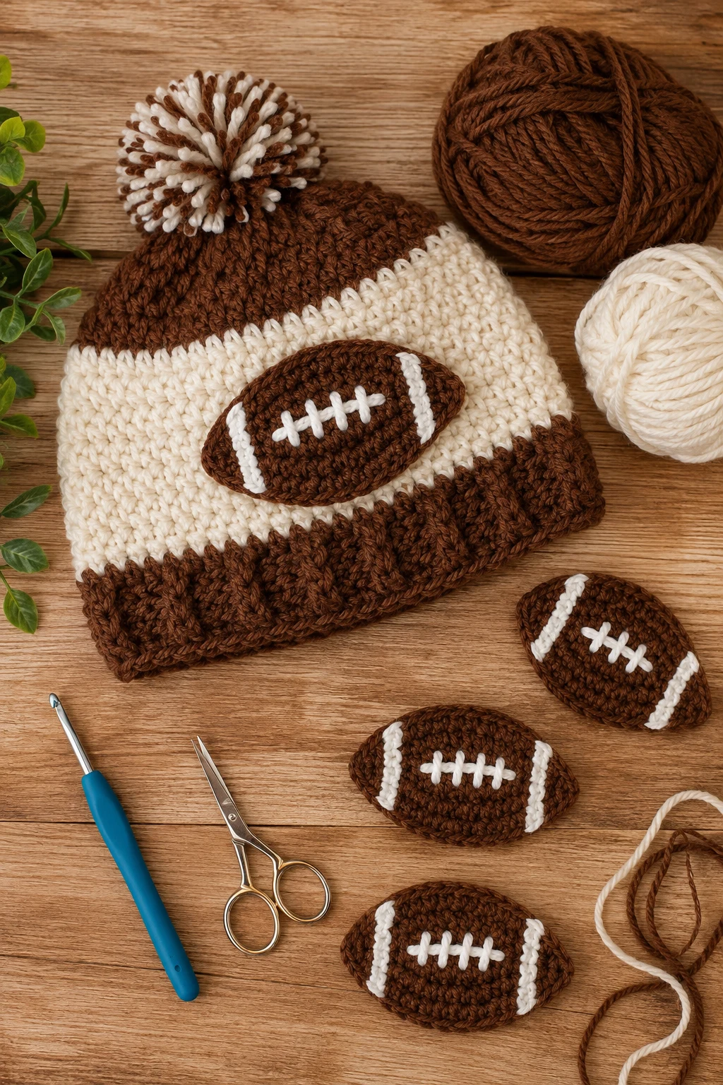Crochet Applique Patterns Free Football for Hats and Beanies — crochet applique patterns free football style outfit