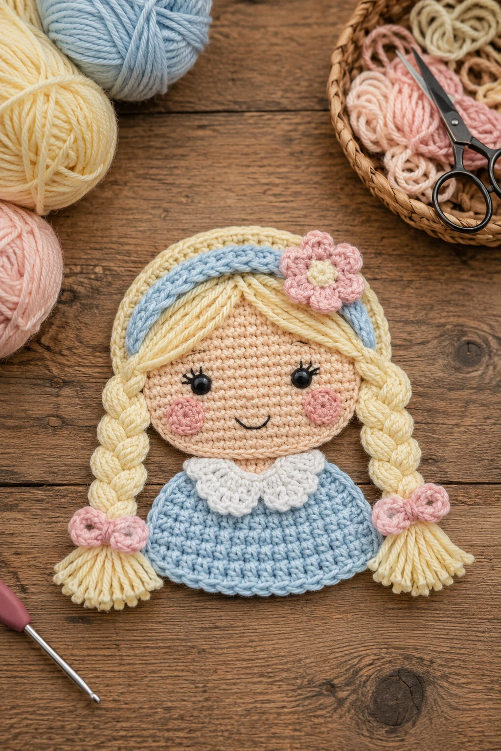 Sweet Blonde Braids – Crochet Applique Patterns Free Girl for Baby Blankets — crochet applique patterns free girl style outfit