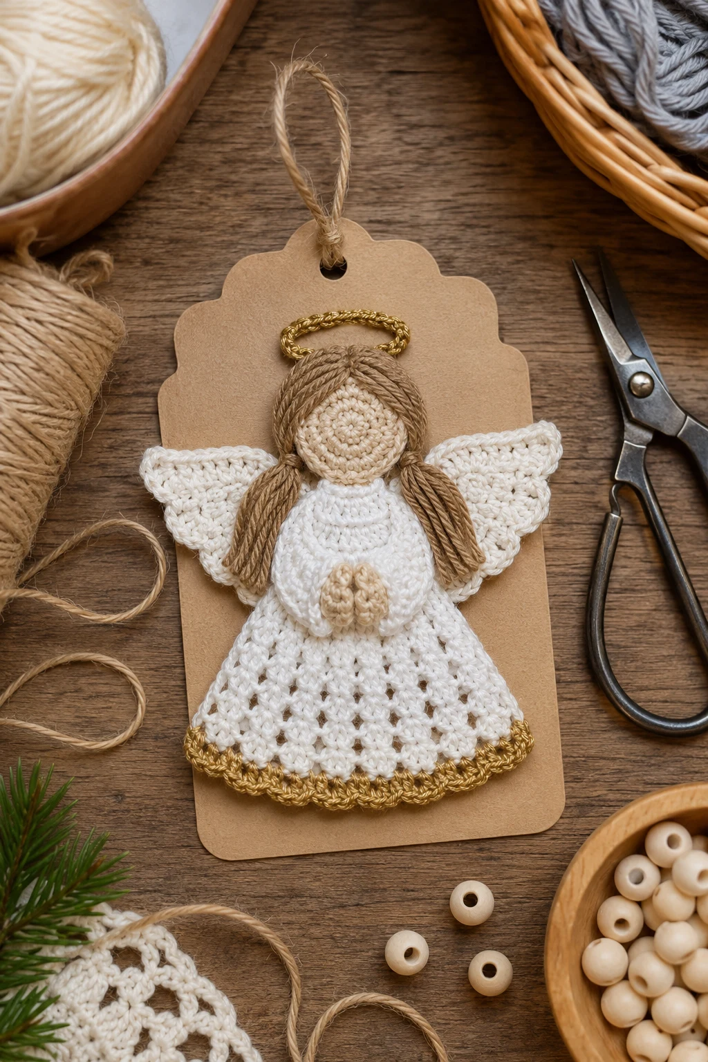 Holiday Angel Girl Gift Tag — crochet applique patterns free girl style outfit