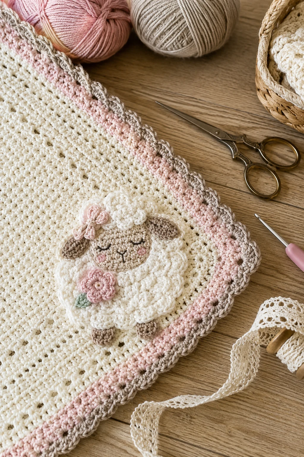 Baby Blanket Corner with Crochet Applique Patterns Free Sheep — crochet applique patterns free sheep style outfit
