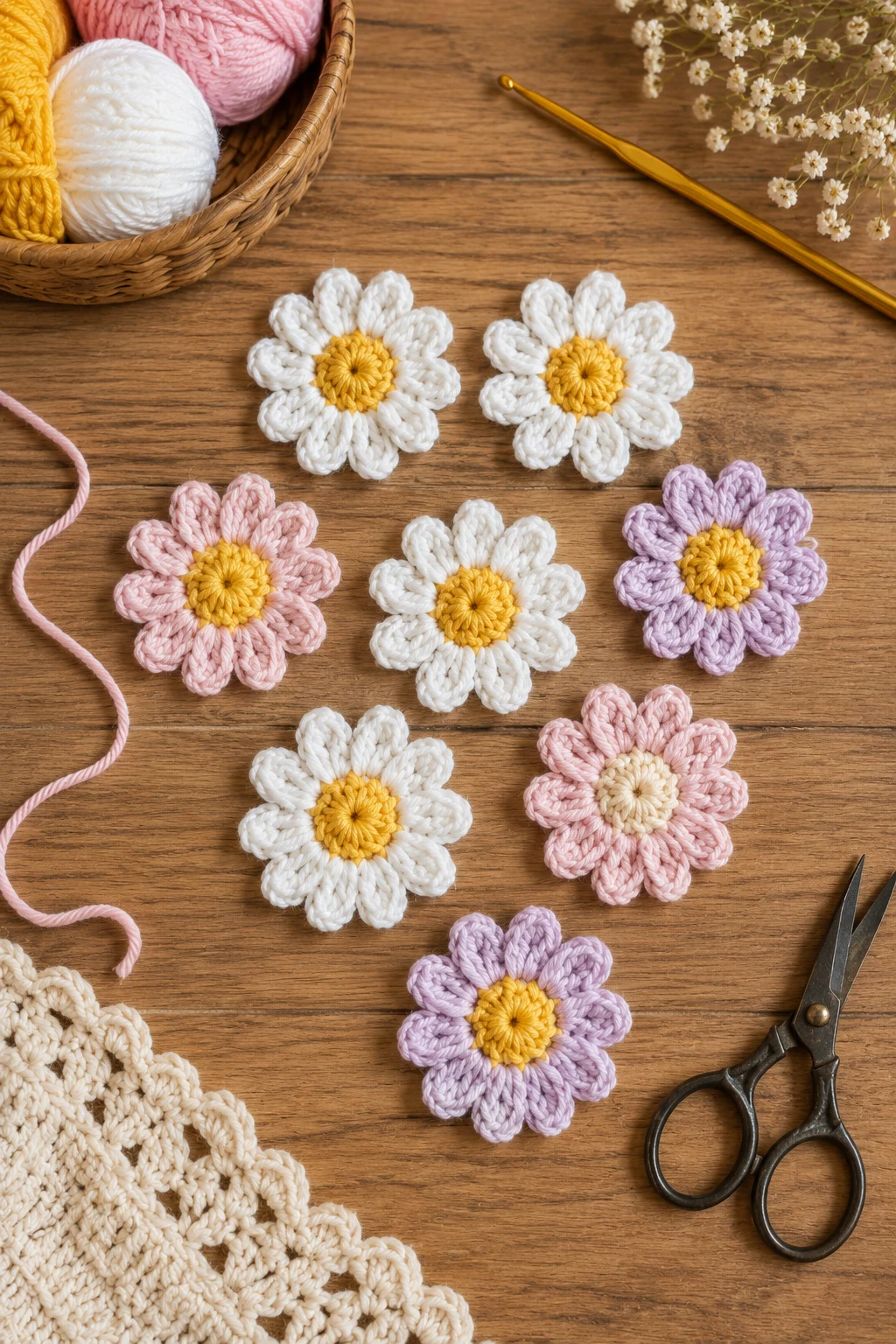 Sweet Daisy Flower Crochet Applique Patterns Free Simple — crochet applique patterns free simple style outfit