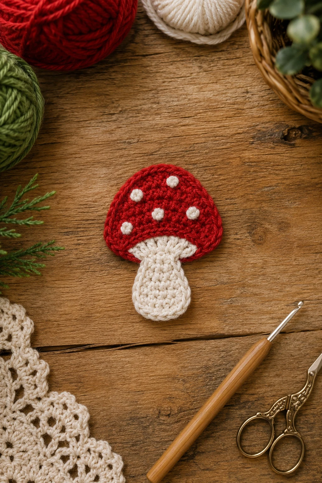 Tiny Woodland Mushroom — crochet applique patterns free simple style outfit