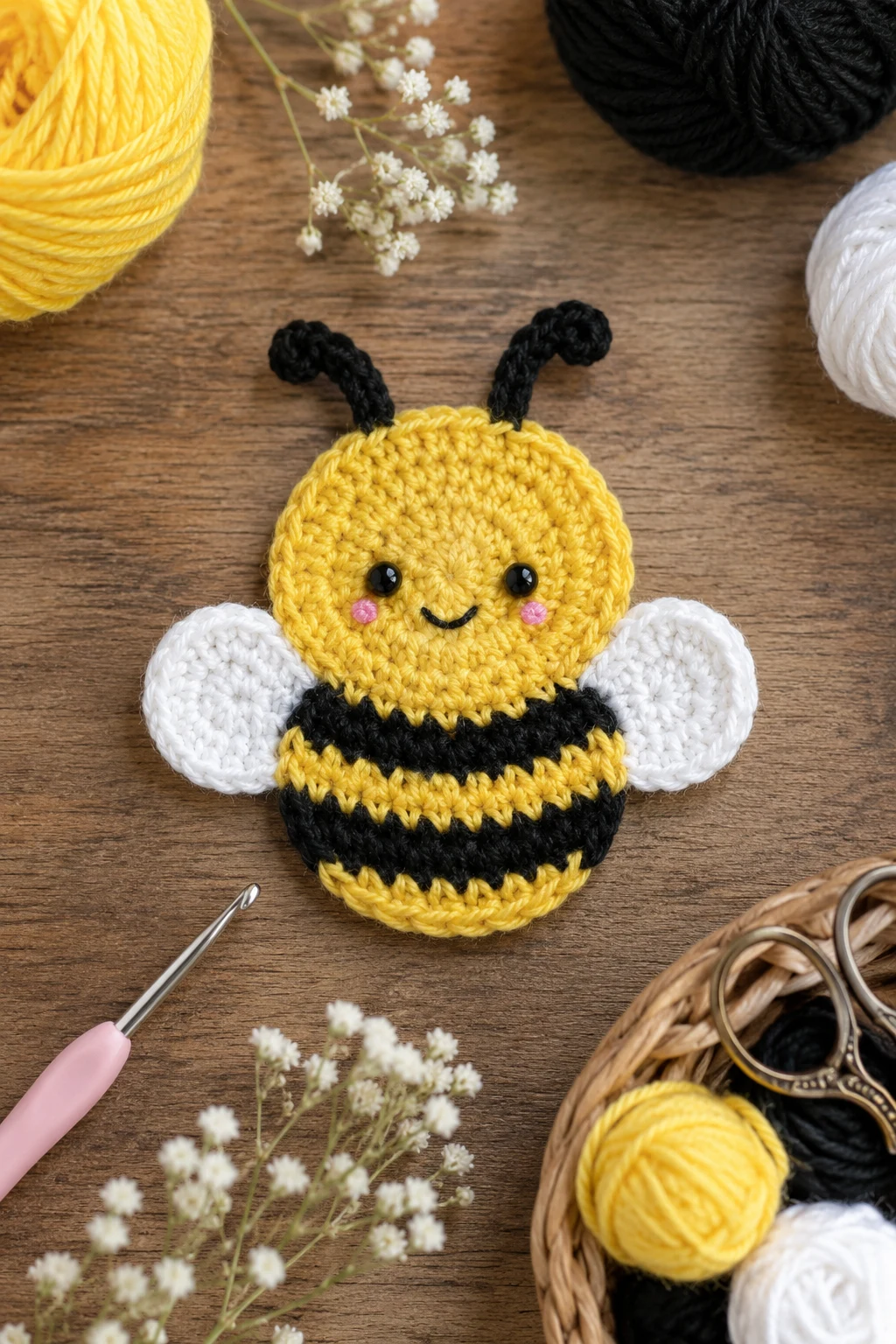 Cute Bumble Bee Applique — crochet applique patterns free simple style outfit