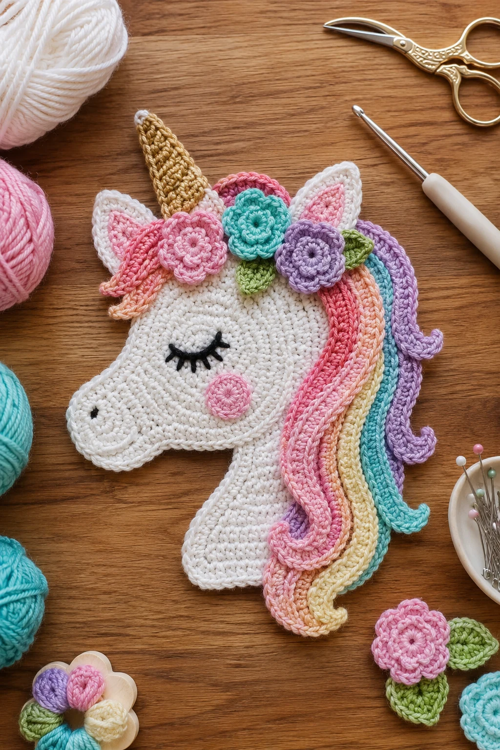 Classic Rainbow Unicorn – The Crochet Applique Patterns Free Unicorn Everyone Loves — crochet applique patterns free unicorn style outfit