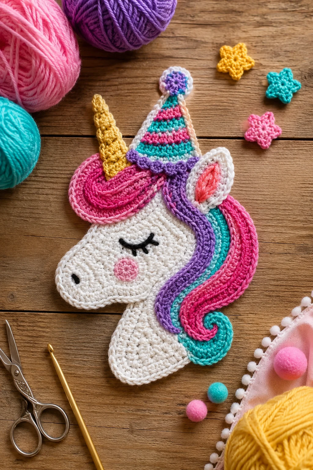 Birthday Party Unicorn Patch with Crochet Applique Patterns Free Unicorn Style — crochet applique patterns free unicorn style outfit