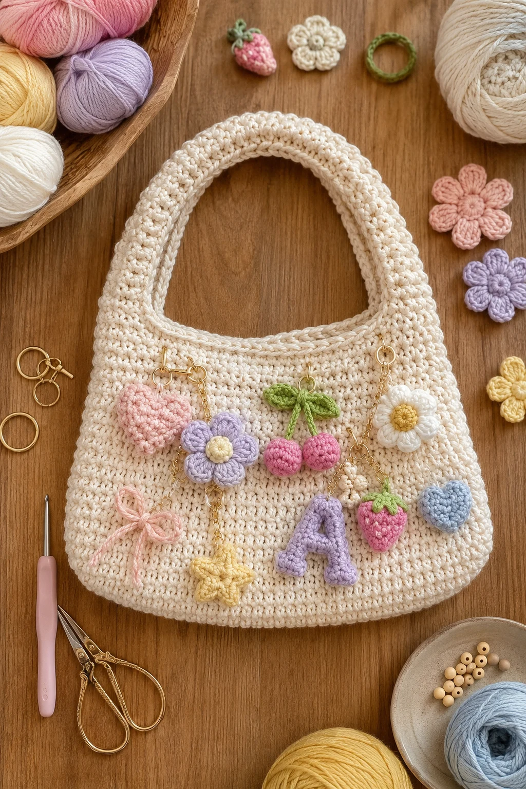 Personalized Crochet Charm Bag — crochet bag ideas style outfit