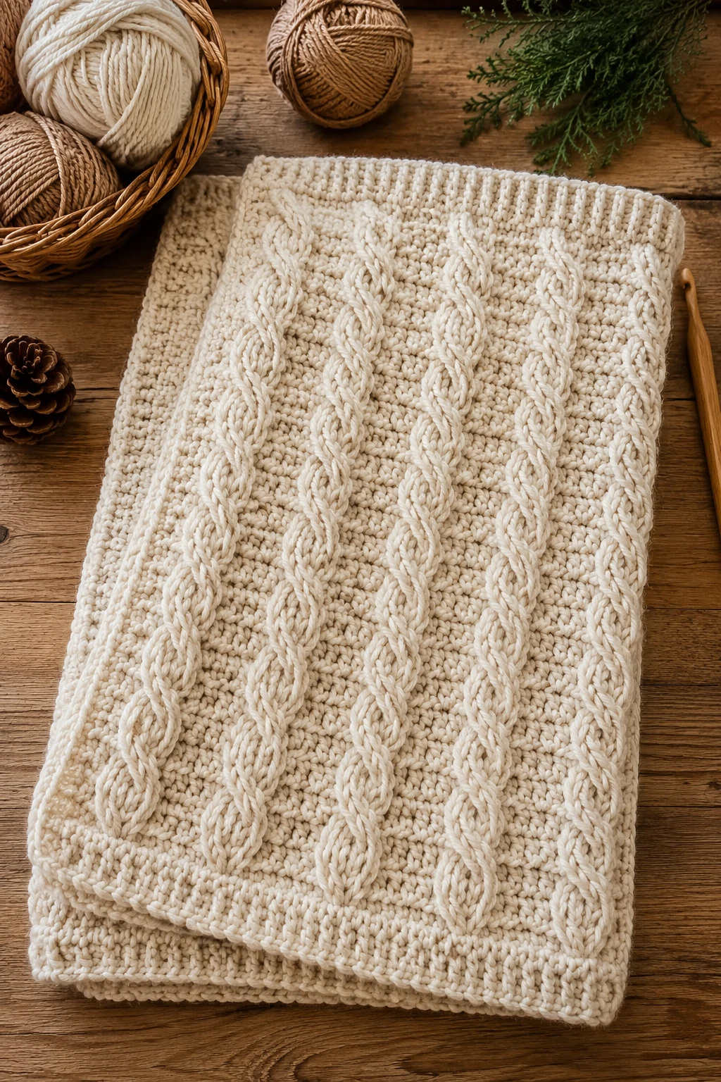 Textured Cable-Inspired Winter Throw — crochet blanket ideas style outfit