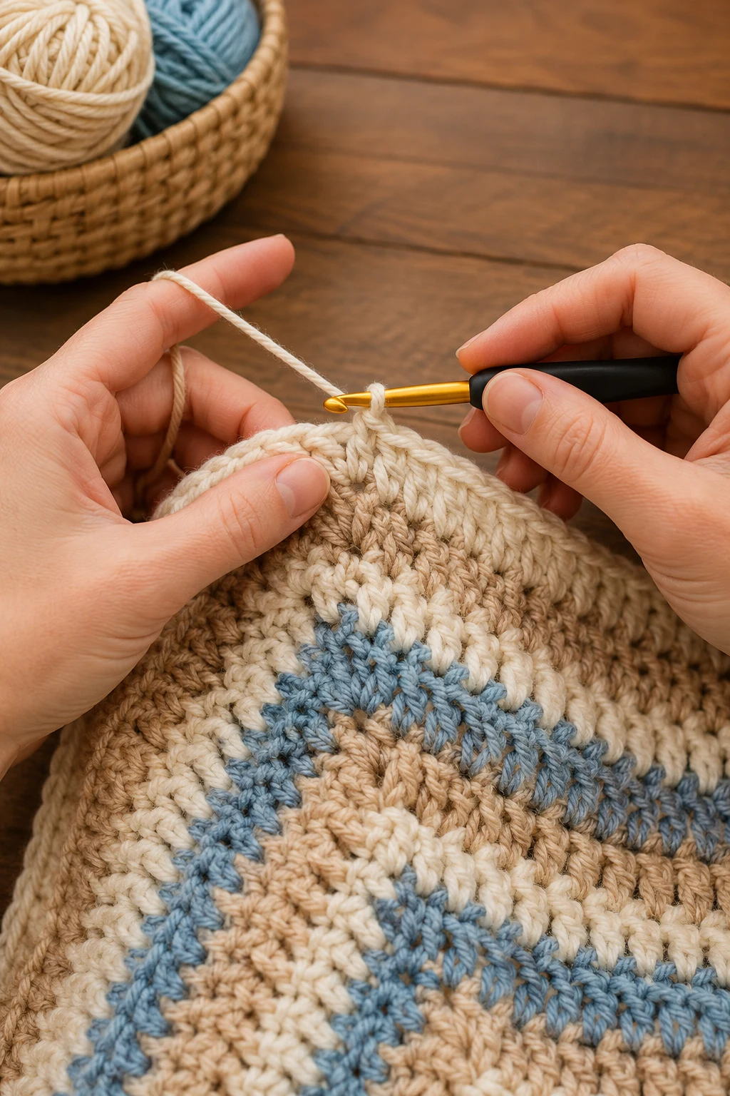 hands actively performing the 