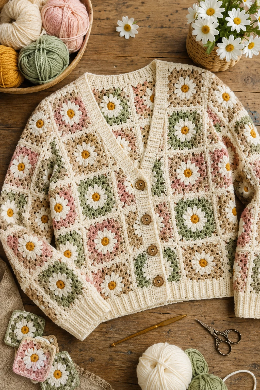 Sunny Daisy Crochet Cardigan — crochet clothes ideas style outfit