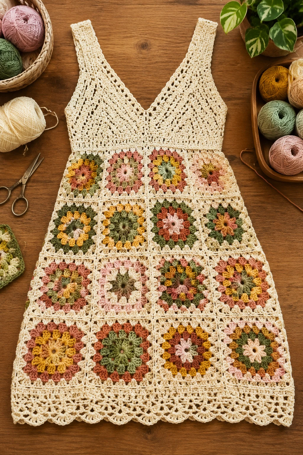 Boho Granny Square Crochet Dress — crochet dress ideas style outfit