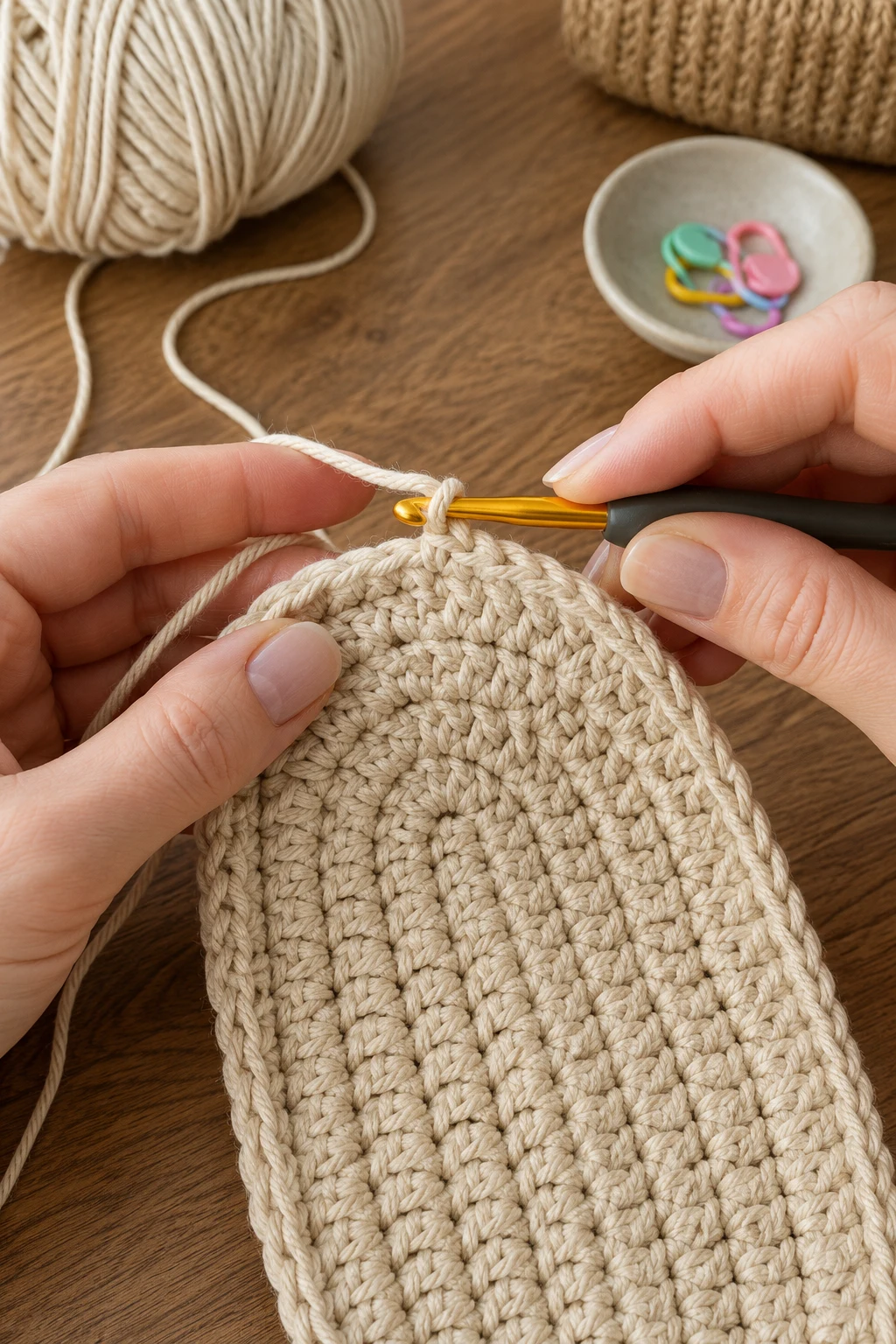 hands actively performing the 