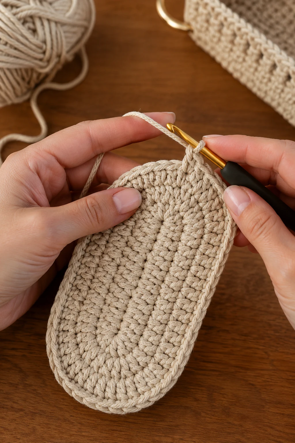 hands actively performing the 