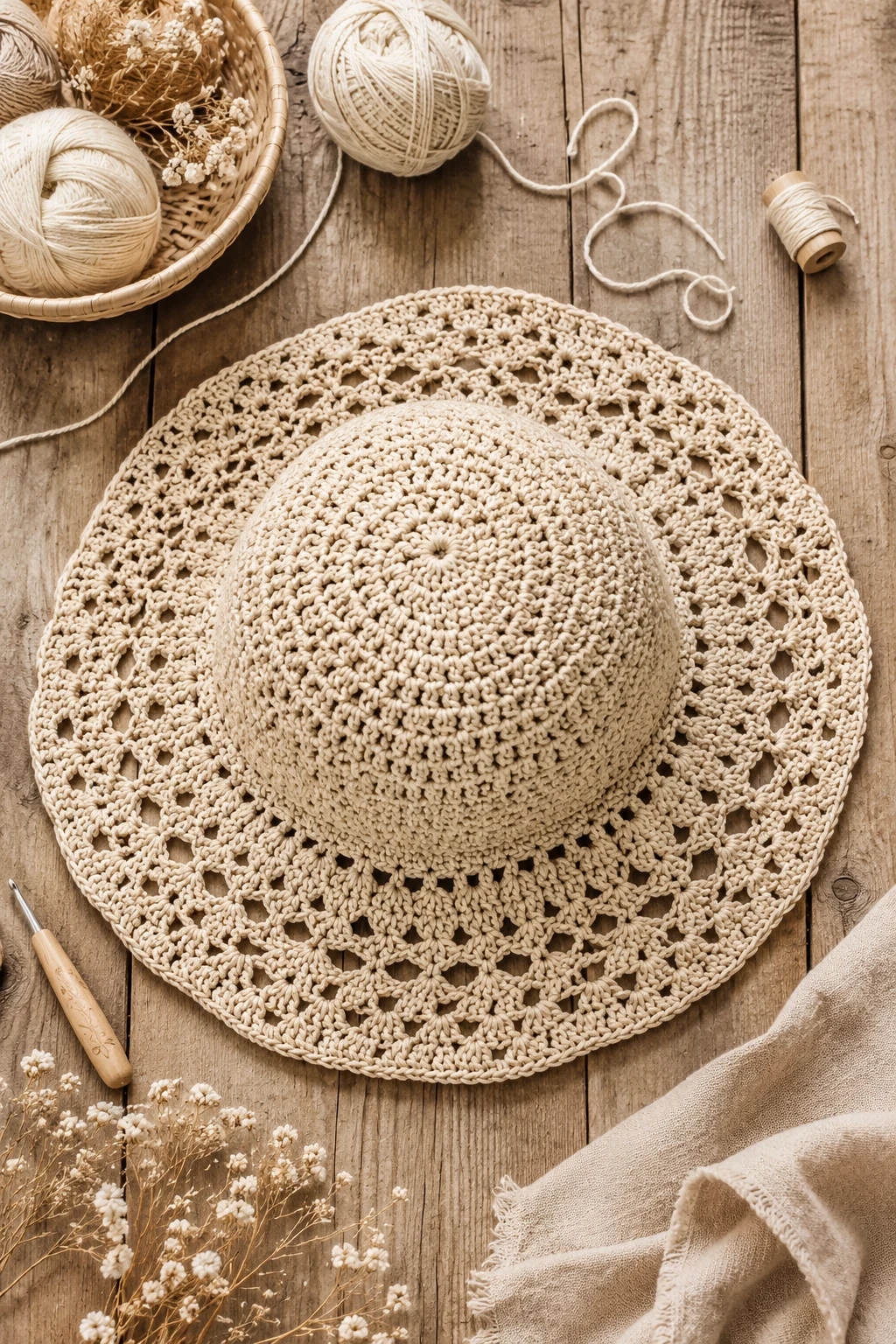 Breezy Lace Sun Hat Crochet Hat Ideas — crochet hat ideas style outfit