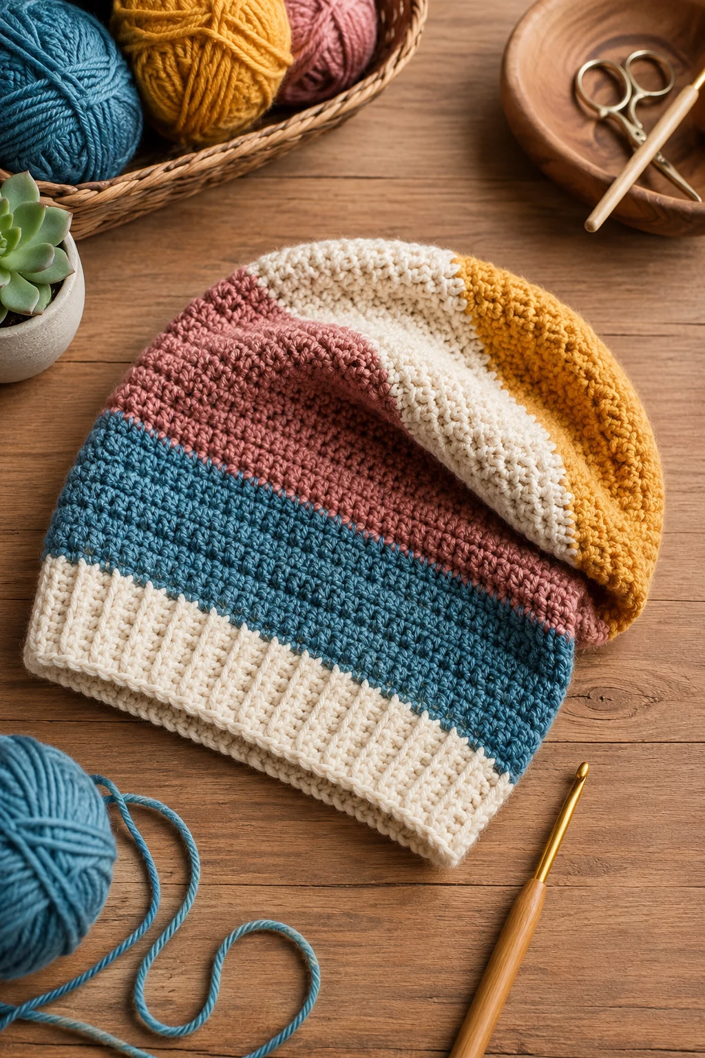 Color-Block Slouch Hat — crochet hat ideas style outfit
