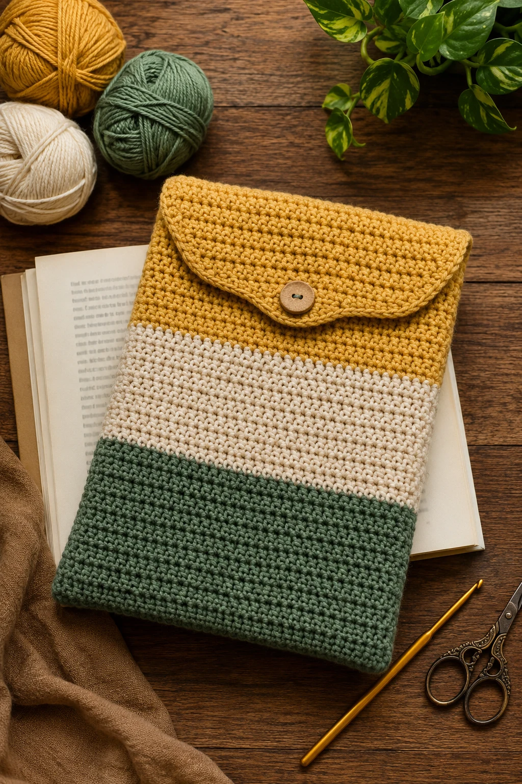 Color Block Book Sleeve for Crochet Ideas Aesthetic Readers — crochet ideas aesthetic style outfit