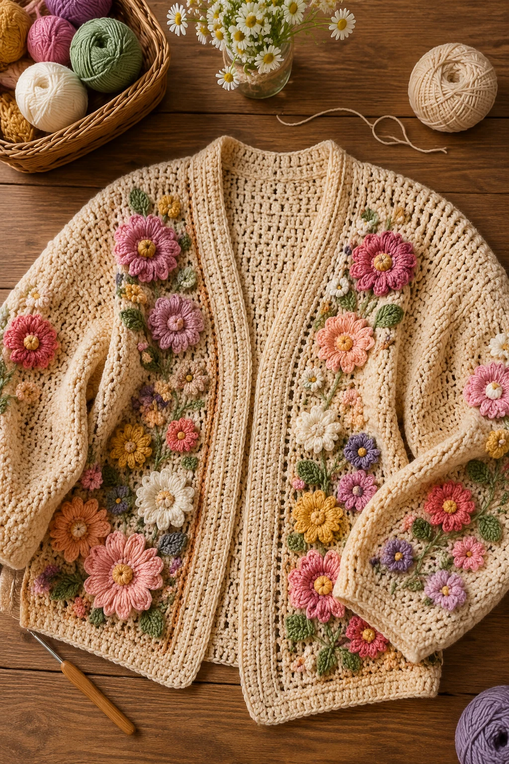 Floral Crochet Cardigan — crochet ideas clothes style outfit