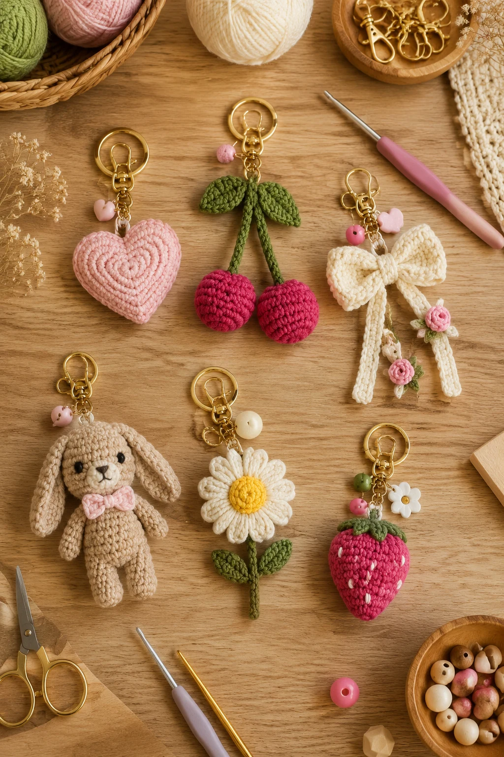 Cute Bag Charm Crochet Keychain Ideas With Trendy Details — crochet keychain ideas style outfit