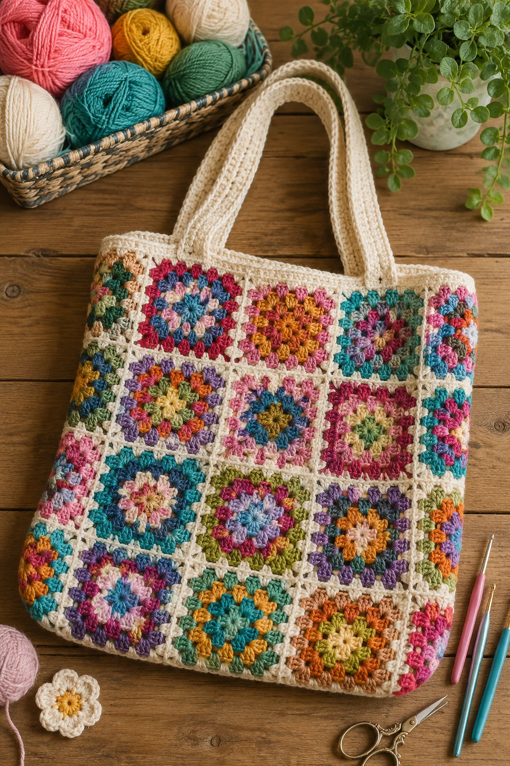 Colorful Granny Square Tote Bag Crochet Projects Ideas — crochet projects ideas style outfit