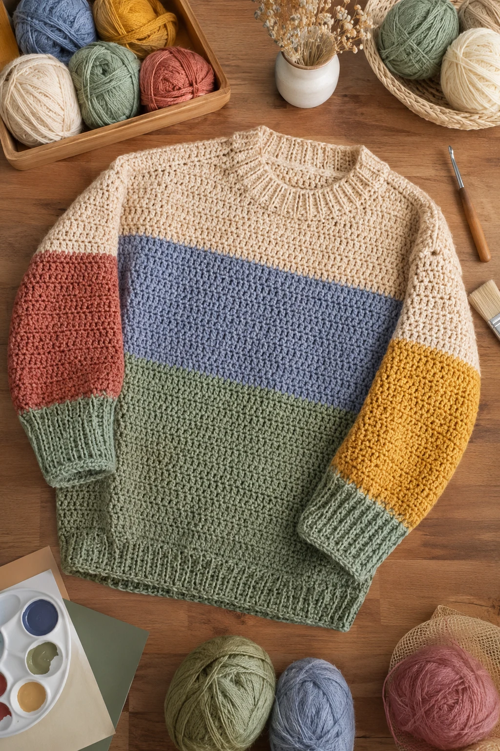Color Block Everyday Sweater — crochet sweater ideas style outfit