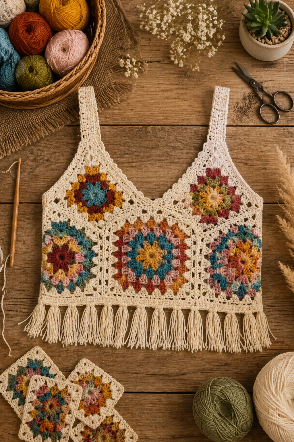 Boho Granny Square Festival Top — crochet top ideas style outfit
