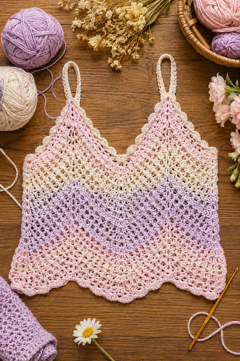 Pastel Lace Summer Cami — crochet tops ideas style outfit